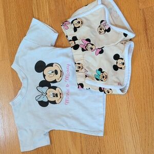 Disney White and Cream Minnie & Mickey Kids Matching Set